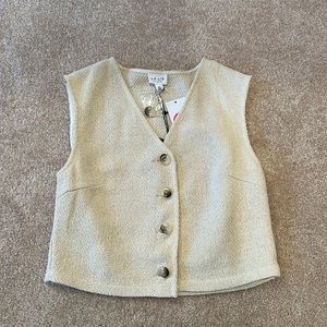 Cream Knit Button Down Vest Size XS